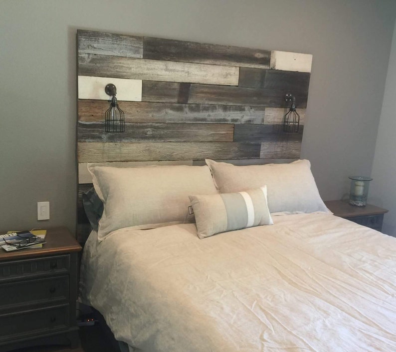 Reclaimed Wood Headboard distressed farmhouse lavender lullabies rustic old wood bed king queen full twin cottage image 1