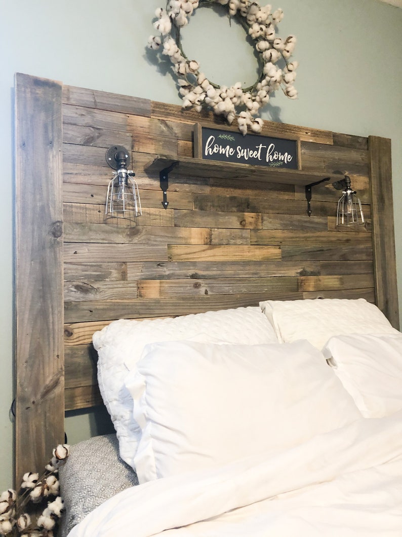Reclaimed Natural Distressed Wood Headboard Etsy