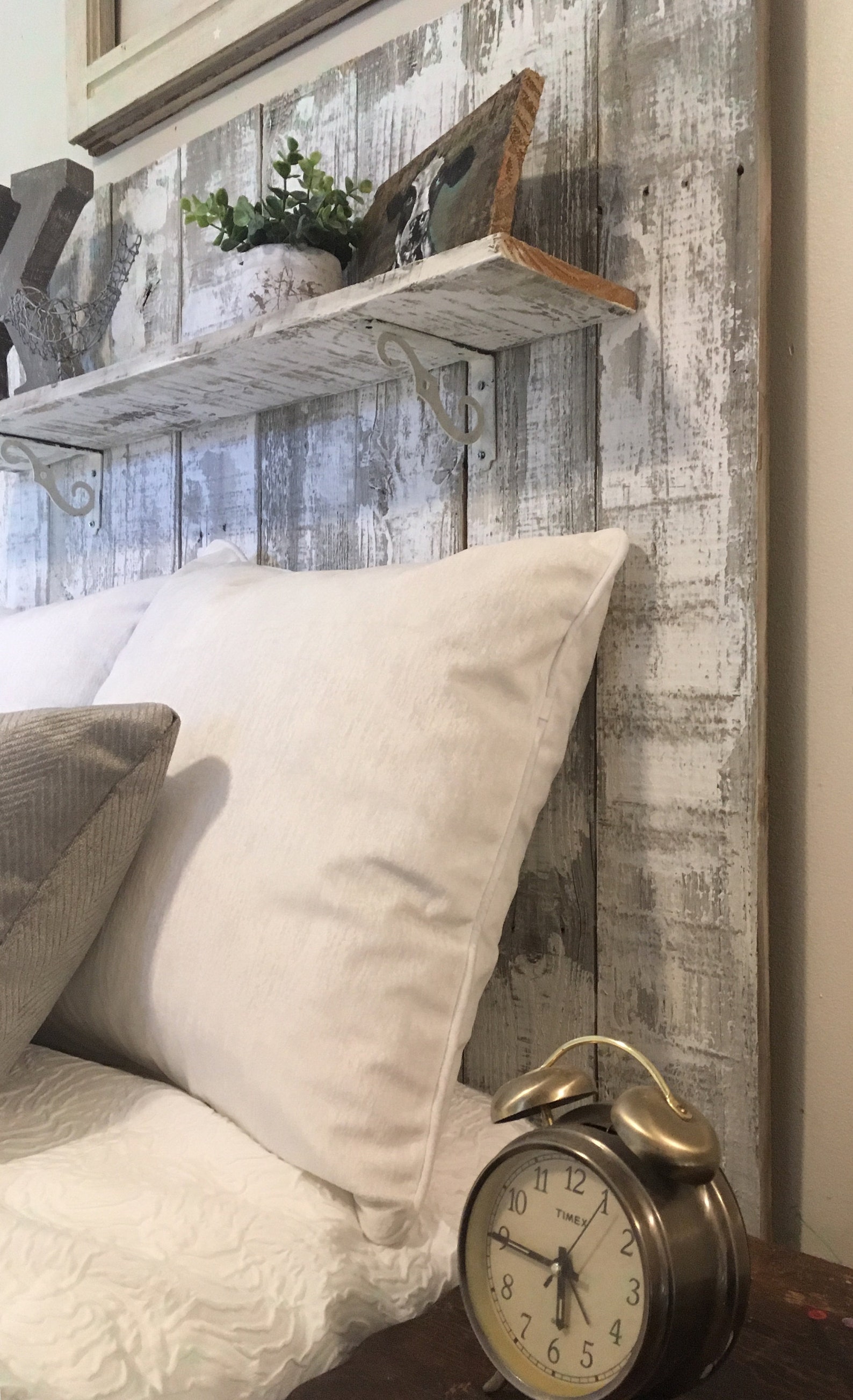 Illustration of Whitewashed Reclaimed Wood Headboard Price