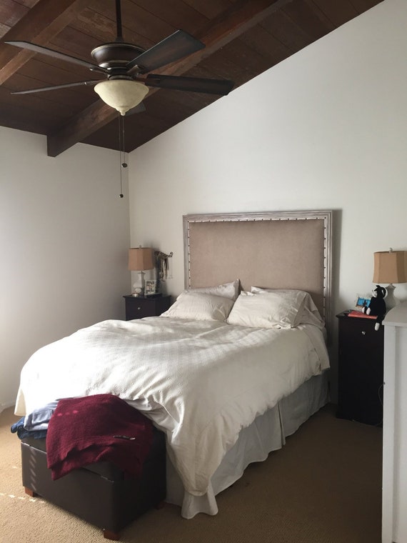 Tufted headboard with wood trim deals