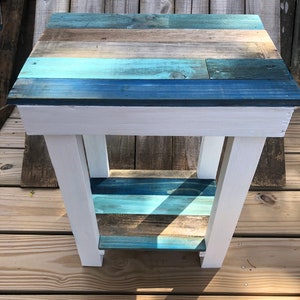 Coastal nightstand in blues beach house vrbo furniture decor sofa table entry table