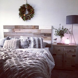Reclaimed Wood Headboard distressed farmhouse lavender lullabies rustic old wood bed king queen full twin cottage image 7