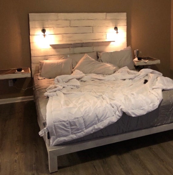 Farmhouse headboard king with lights outlet