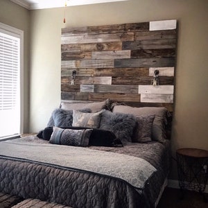 Reclaimed Wood Headboard distressed farmhouse lavender lullabies rustic old wood bed king queen full twin cottage image 8