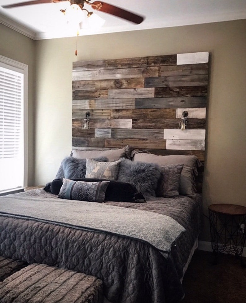 Reclaimed Wood Headboard distressed farmhouse lavender lullabies rustic old wood bed king queen full twin cottage image 8