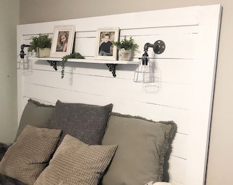 Classic White reclaimed wood painted Headboard
