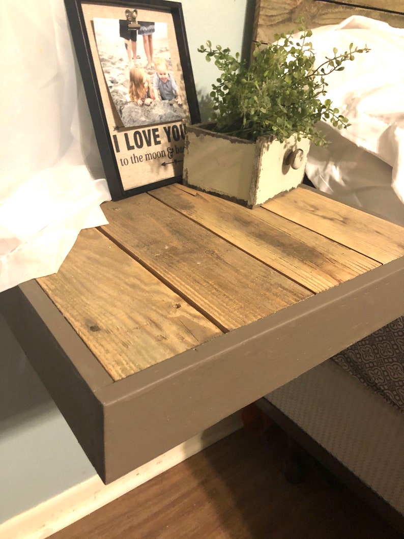 Grey Floating Farmhouse Nightstand Etsy