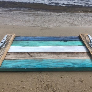 Beach coastal serving tray breakfast platter charcuterie tray table decor nautical housewarming Mother’s Day valentines birthday gift