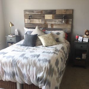 Reclaimed Wood Headboard distressed farmhouse lavender lullabies rustic old wood bed king queen full twin cottage image 4