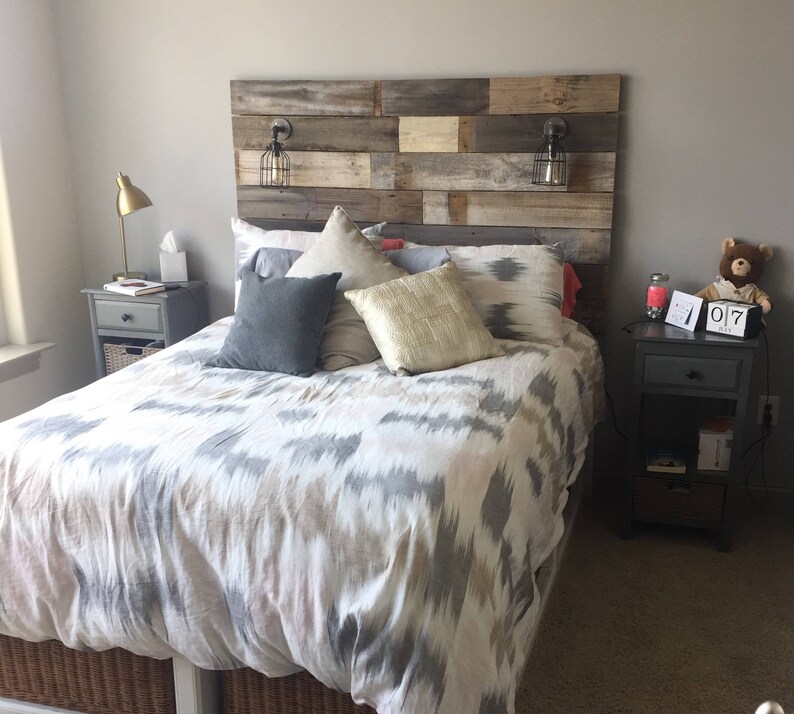 Reclaimed Wood Headboard distressed farmhouse lavender lullabies rustic old wood bed king queen full twin cottage image 4