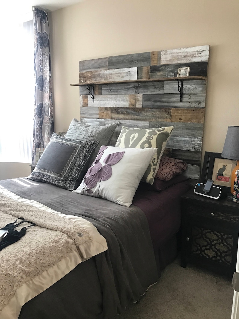 Reclaimed Wood Headboard distressed farmhouse lavender lullabies rustic old wood bed king queen full twin cottage image 5