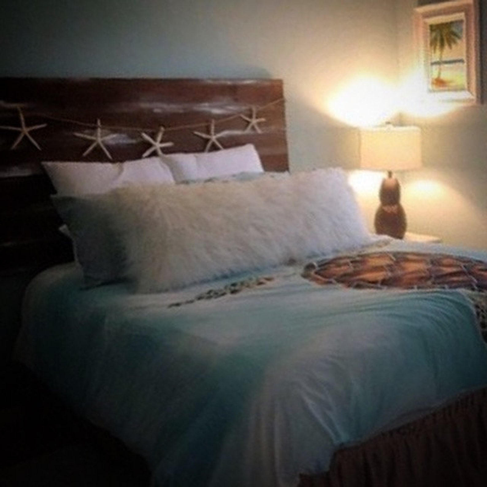 Coastal Headboard Beachy Whitewashed Starfish Beach House Etsy