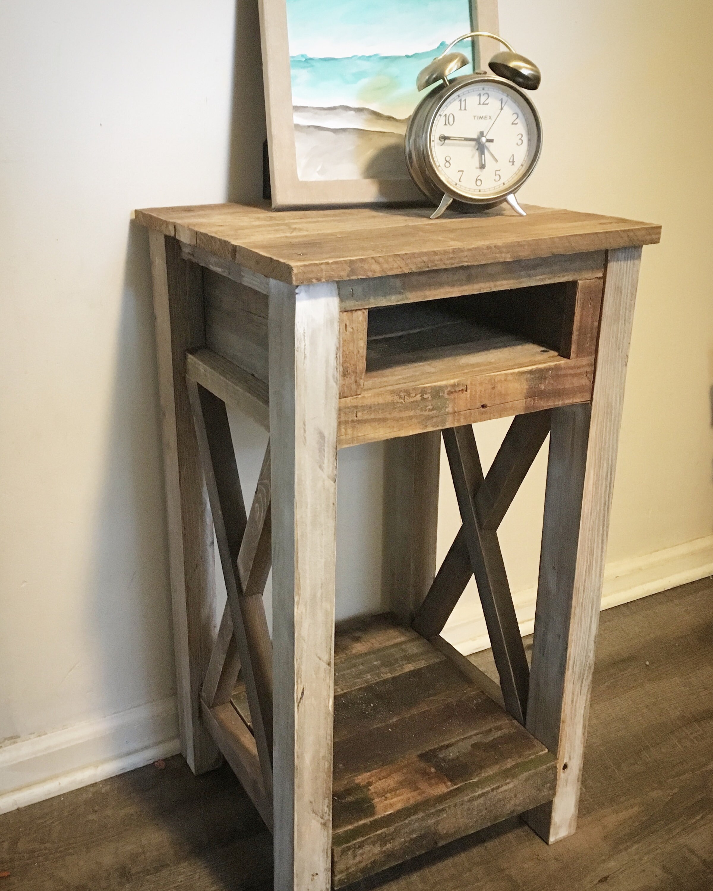 Farmhouse nightstand sidetable telephone stand table reclaimed Etsy