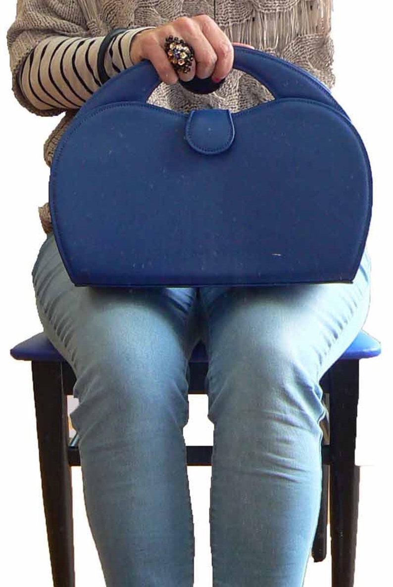 Luxury Denim Blue Leather Top Handle Bag Handmade in England Etsy