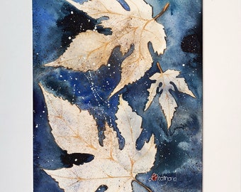 Blue Leaves 2 Original Watercolor