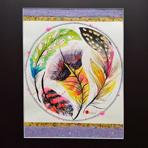 Feather Circle Original Watercolor