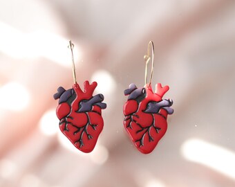 Love Unhinged Anatomical Heart | Polymer Clay Earrings