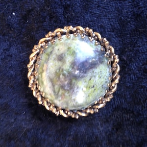 On Sale Vintage Large Brooch Pin Green Stone