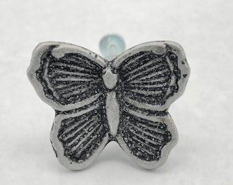 Vintage Butterfly Knob Antiqued Pewter Cabinet Kitchen Cabinet Knobs Dresser Drawer Pulls Handle Knobs Drawer Knobs
