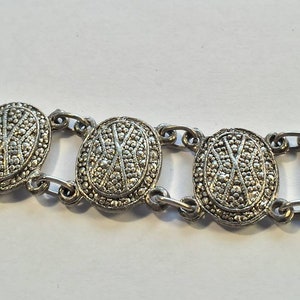 Vintage Silver Geometric Link Bracelet Mid Century