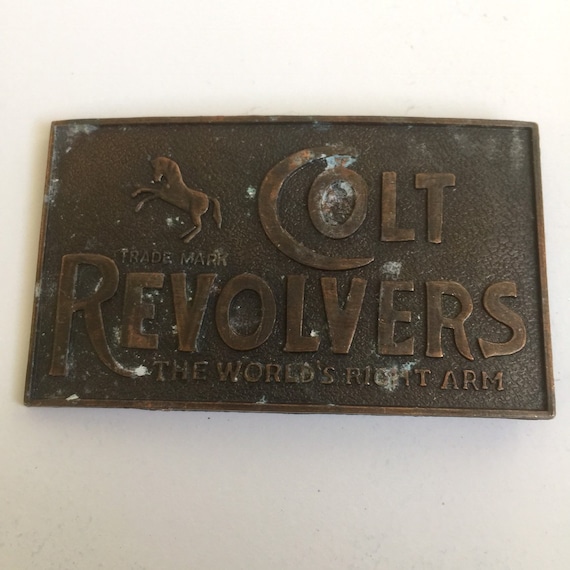 Vintage Brass Colt Revolvers Belt Buckle - Gem