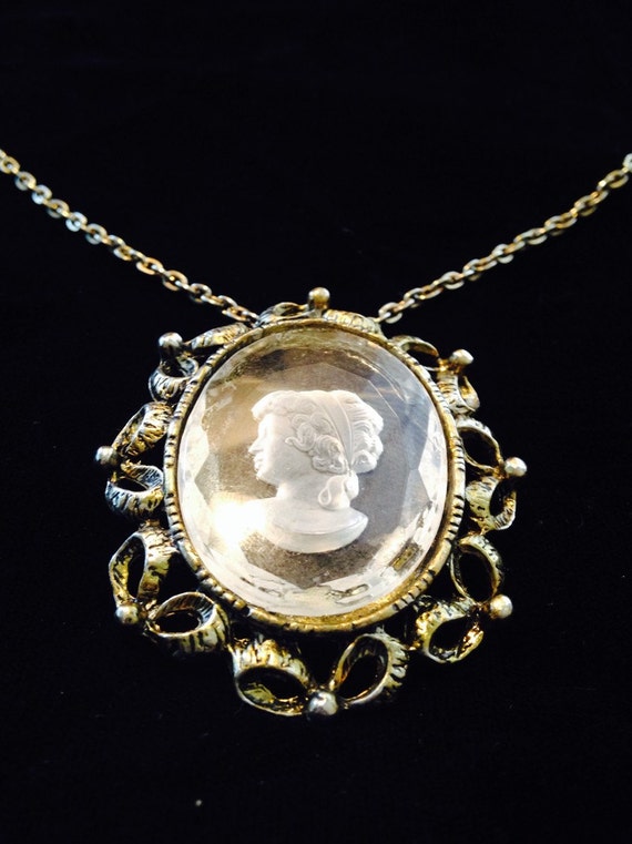 Vintage Victorian Crystal Intaglio Brooch Pendant… - image 4