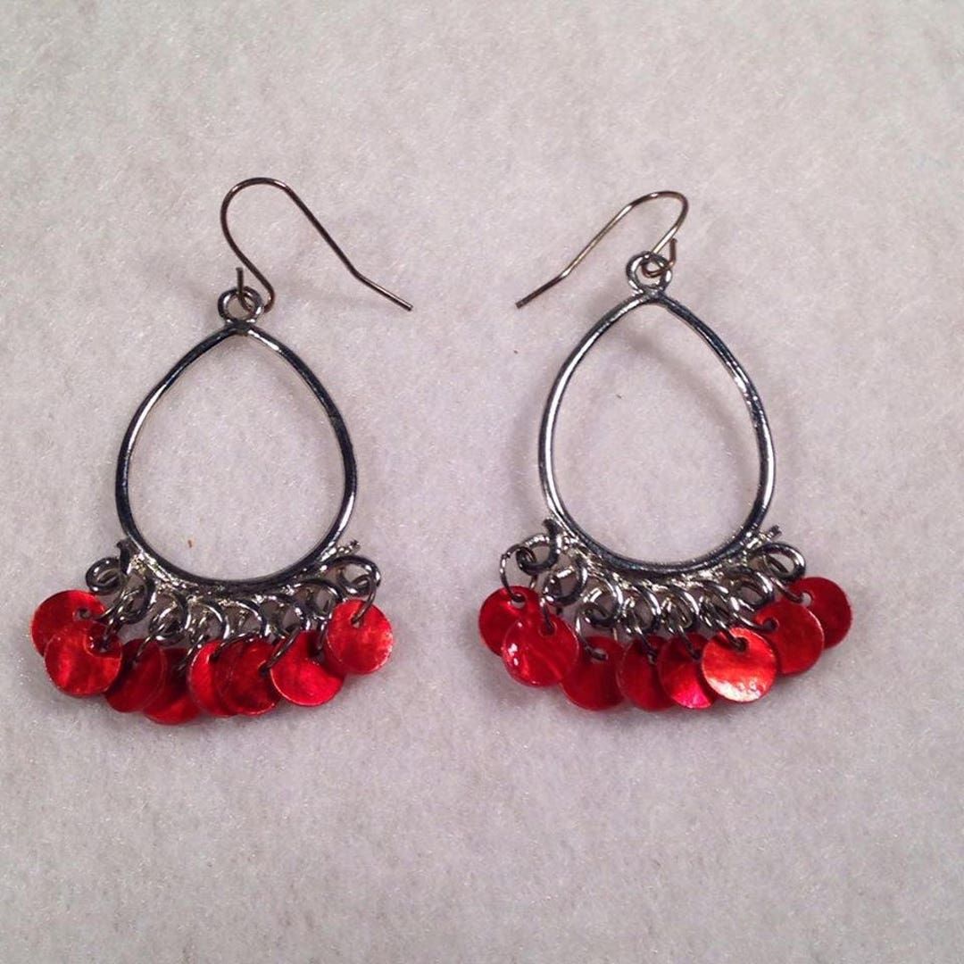 Earrings Vintage Earrings Red Vogue Earrings Waterfall Cluster Etsy