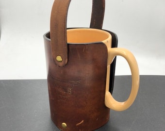Large Leather Tankard Holder, Mug Holder, Wrap, Medieval Renaissance costume, belt accessories Viking