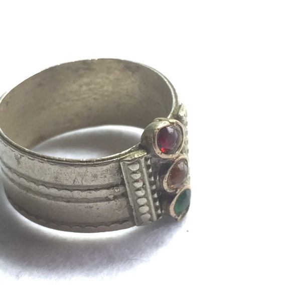 Antique Victorian Ring Wide Band Antique Rhineston