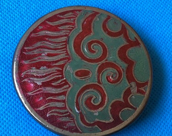 Green Red Belt Buckle Brass Belt Buckle Vintage