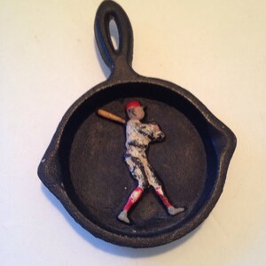 Toy Mini Cast Iron Skillet Baseball Player