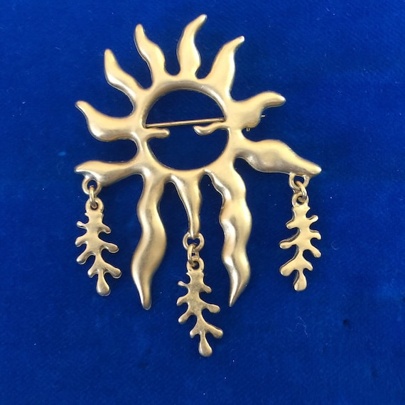 Sun Pin Brooch Kirks Folly Sun Designer Signed - image 3