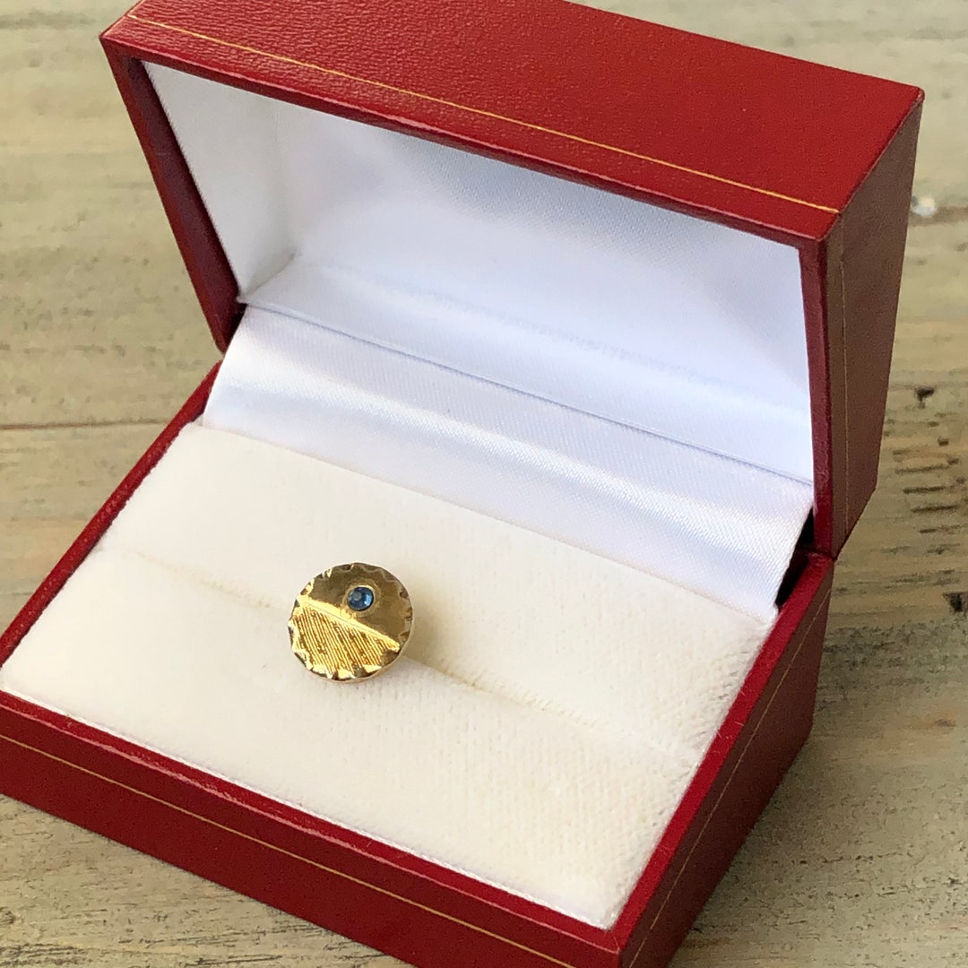 Light Blue Stone Tie Pin With Chain, Mens Tie Tacks With Anchor Chain