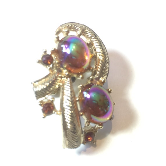 Vintage Watermelon Pink Purple Blue Rhinestone Cl… - image 3