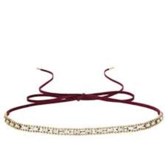 Jen Atkin Boho Headband Necklace Bracelet Maroon Suede CZ - Etsy display picture 1