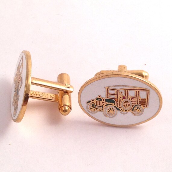 Vintage Cuff Links For Men Signed Cars Transporta… - image 3