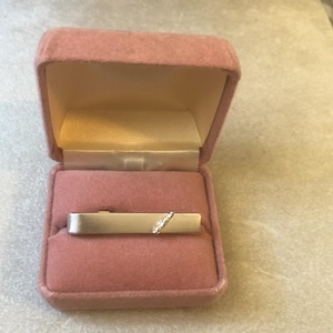 Vintage Tie Clip Bar Clasp Designer Mid Century 1960&#39;s Silver Color