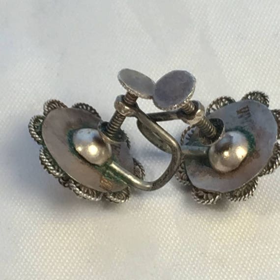 Antique Earrings Sterling Silver Earrings Filigre… - image 5