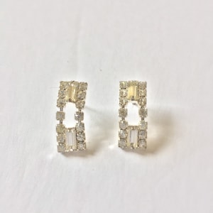 Vintage - Collectible - Pierced Earrings - Jewelry - Silver - Rhinestones  - Earrings - Dainty  - Women - Gift - Wedding