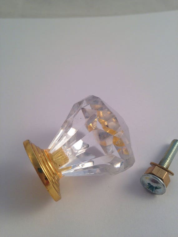 Large Diamond Lucite Clear Vanity Cabinet Knob Dresser Drawer Etsy