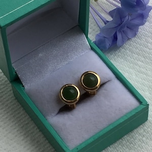 Elegant Formal Designer Jade Color Clip On Stud Earrings