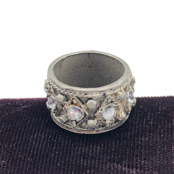 Boho Ring Rhinestone Estate Gothic Style Size 7 - image 2