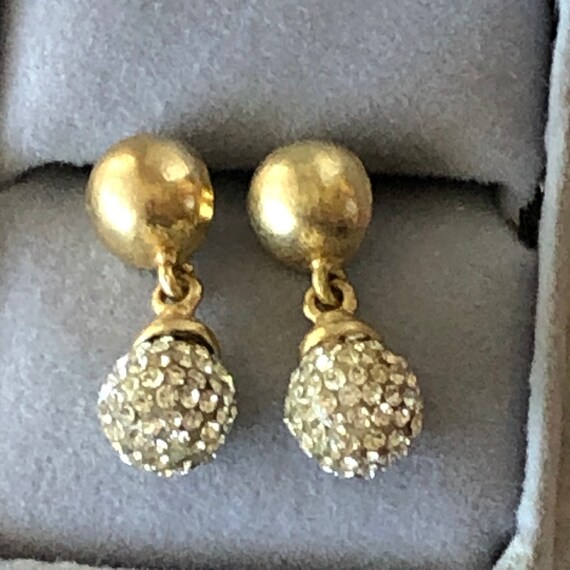Earrings Runway Couture Glam Pierced Crystal Ball… - image 2