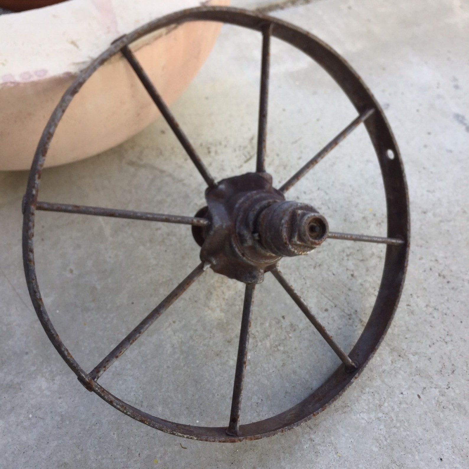 Iron Farm Wheel Vintage 8 Spoke Wheel Primitive Cart Etsy