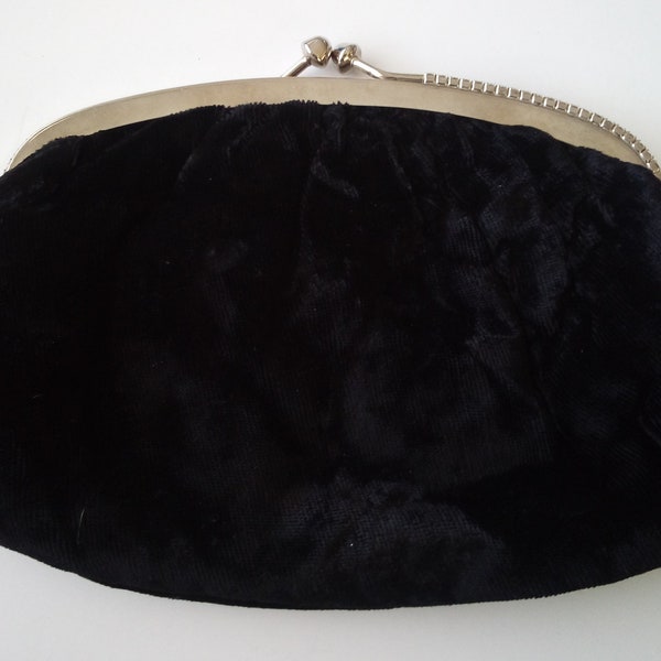 Vintage Crushed Velvet Rhinestone 1950's Formal Collectible Clutch Purse Handbag Hollywood Regency Bag Mad Men