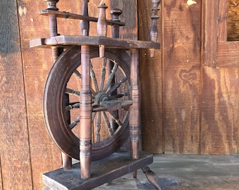Antique Wooden Spinning Wheel J.B.W. American Spinning Wheel