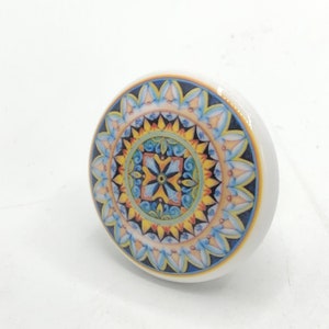 Kitchen Cabinet Knobs Dresser Drawer Pulls Handles White Ceramic Knobs  Drawer Knobs Porcelain  Door Pull Handle Mandala