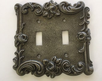 Ornate Double Switch Plate Cover Vintage Hardware