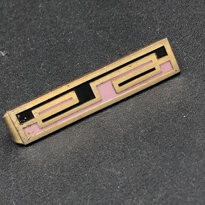 Vintage Tie Bar Pink Black Geometric Great Gatsby Look Tie Bar Clip, Gift for Dad
