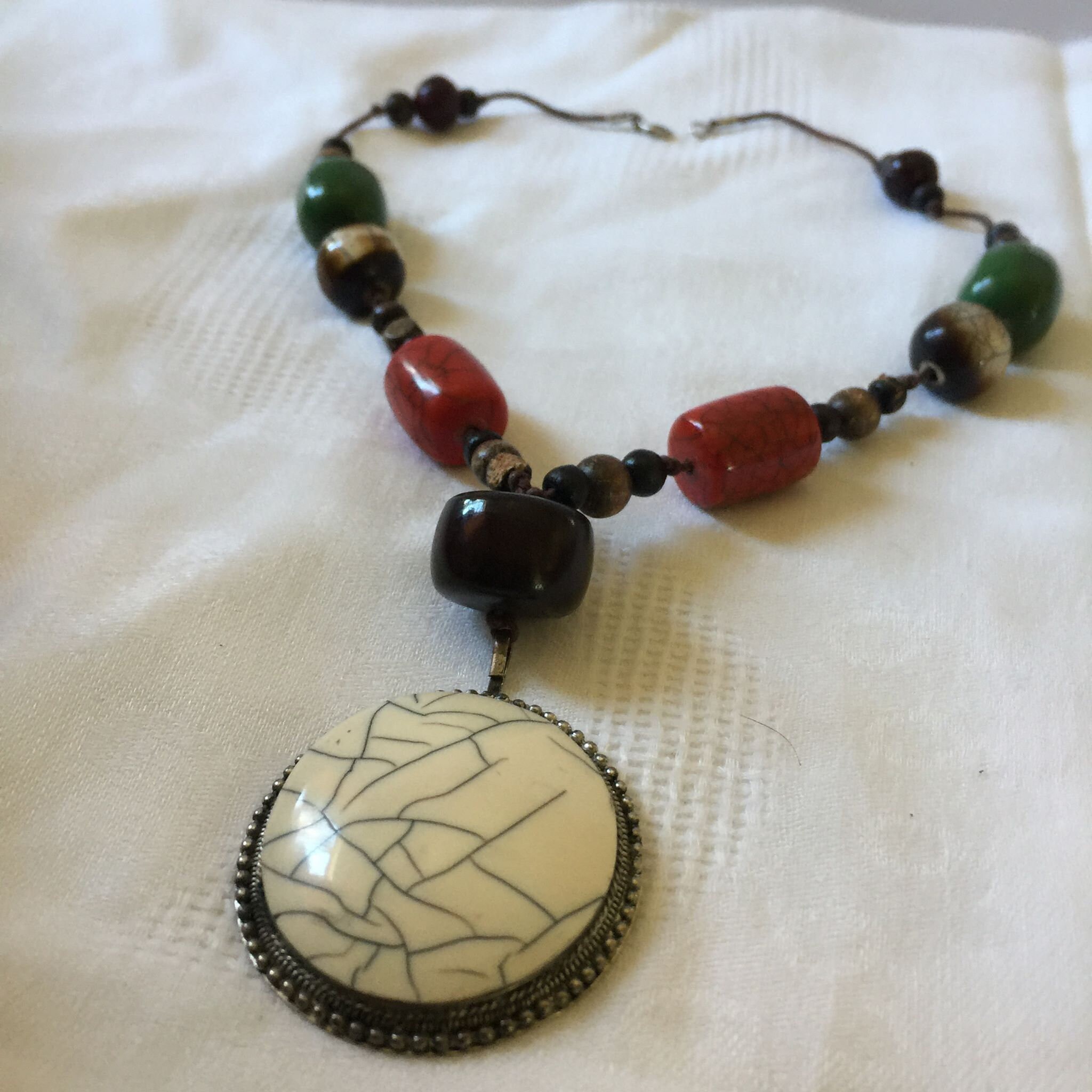 Very Pretty Vintage Very Large Beaded Necklace Retro